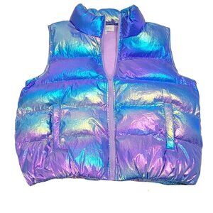 Pants Store Womens Blue Purple Puffer Vest Quilted Full Zipper‎ Lined Size XL